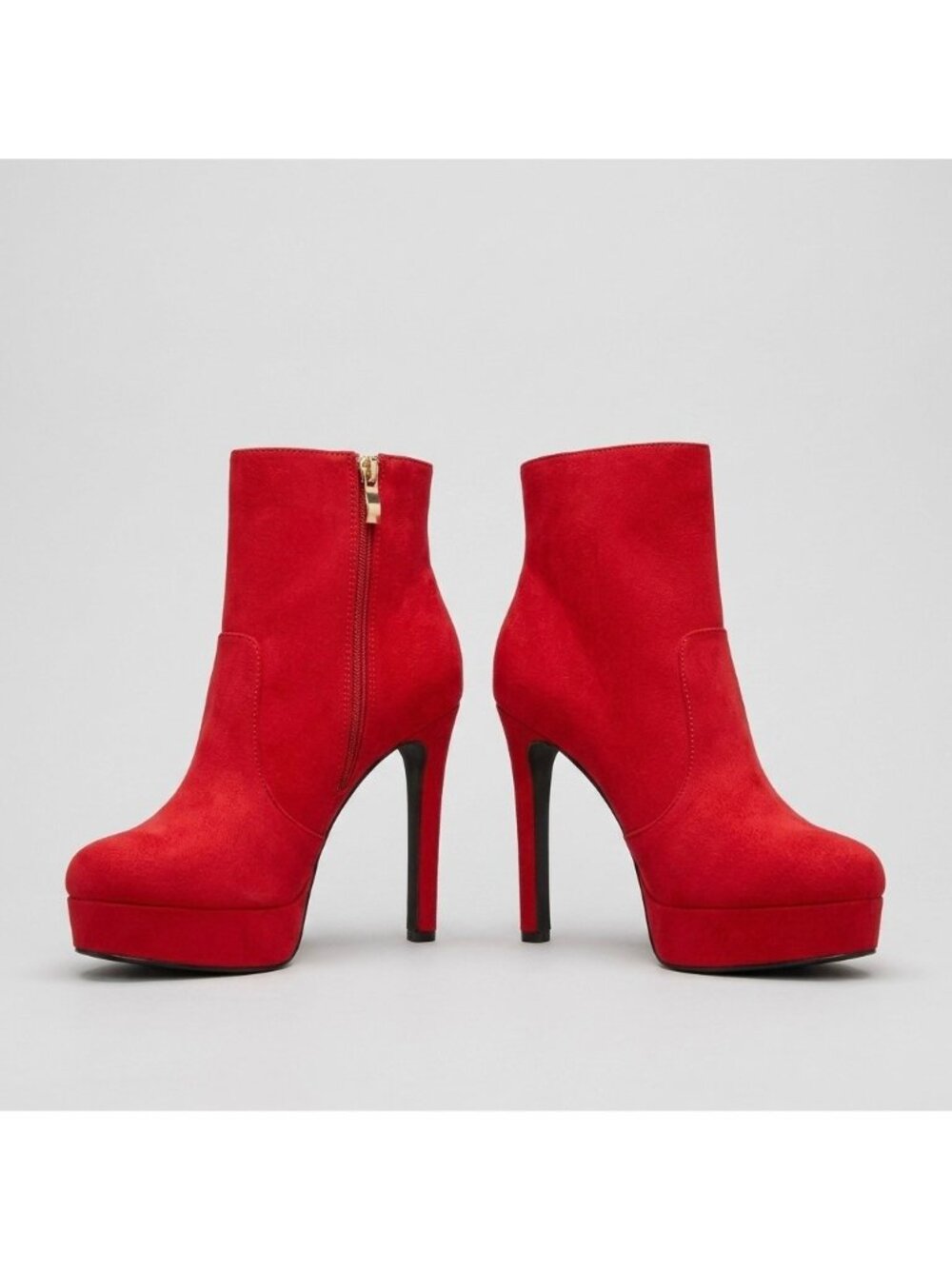 NIB Red Faux Suede Platform Stilleto Booties | Y2K Baddie Indie Sleaze Mob Wife